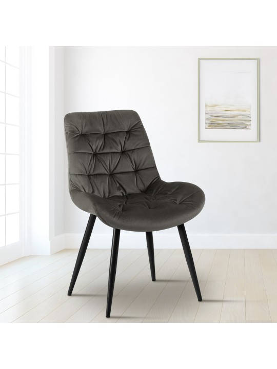 Scaun de sufragerie din catifea Rossford, antracit