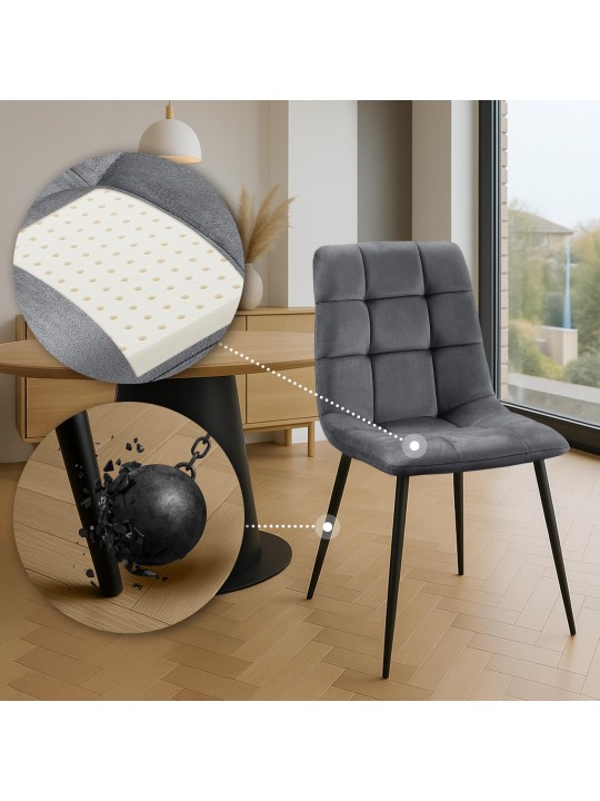 Set 4 scaune din catifea Tilde, gri închis Set 4 scaune din catifea Tilde, gri închis