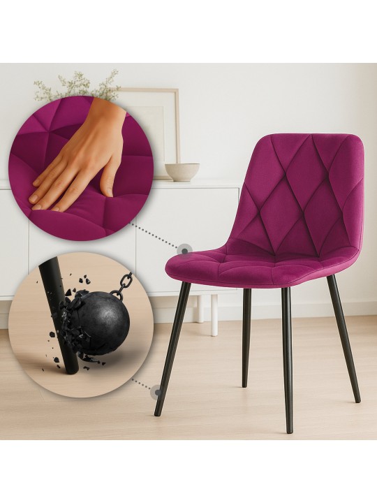 Scaun de sufragerie din catifea Clairton, lila