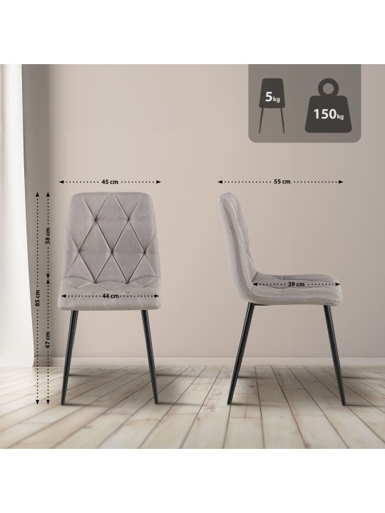 Scaun din țesătură Clairton, gri deschis