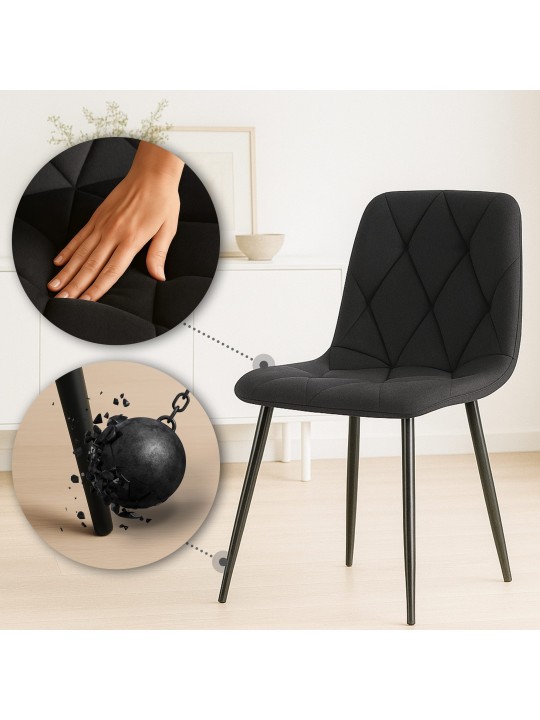 Set 2 scaune de sufragerie din material Clairton, negru