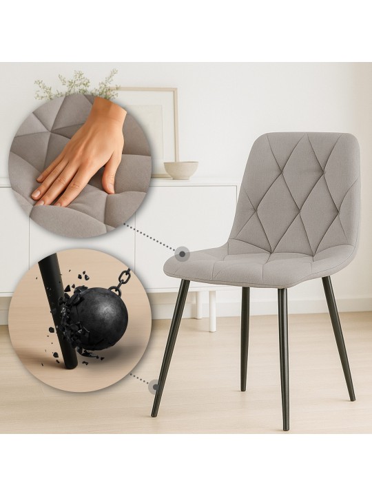 Set 2 scaune de sufragerie din material Clairton, gri deschis