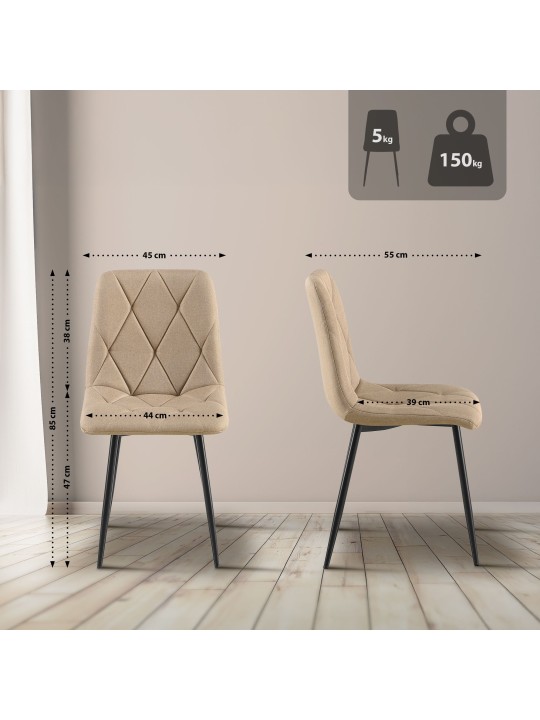 Set 2 scaune de sufragerie din material Clairton, taupe