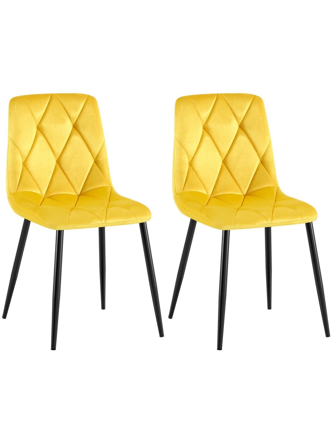 Set 2 scaune de sufragerie Clairton catifea, galben