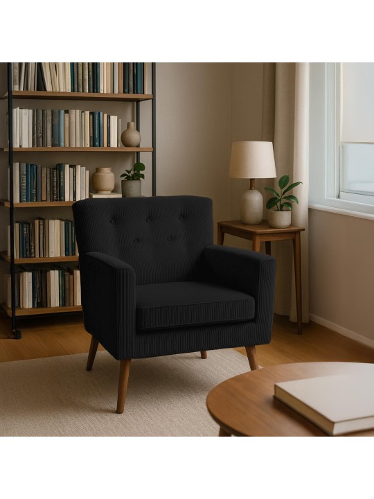 Fotoliu Kioni Cord, negru