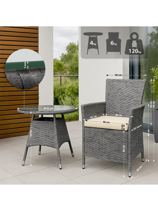 Grup de scaune Fireda, gri melanj