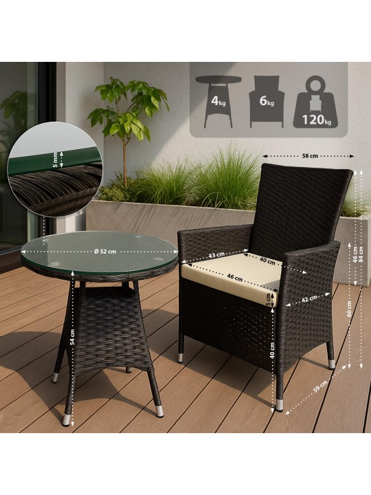 Grup de scaune Fireda, maro închis Grup de scaune Fireda, maro închis