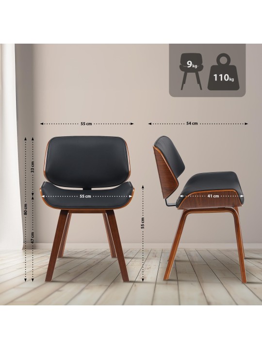 Scaun vizitator Beverley imitatie piele, nuc/negru