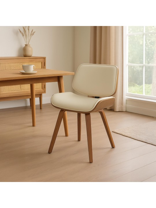 Scaun vizitator Beverley imitatie piele, nuc/crem