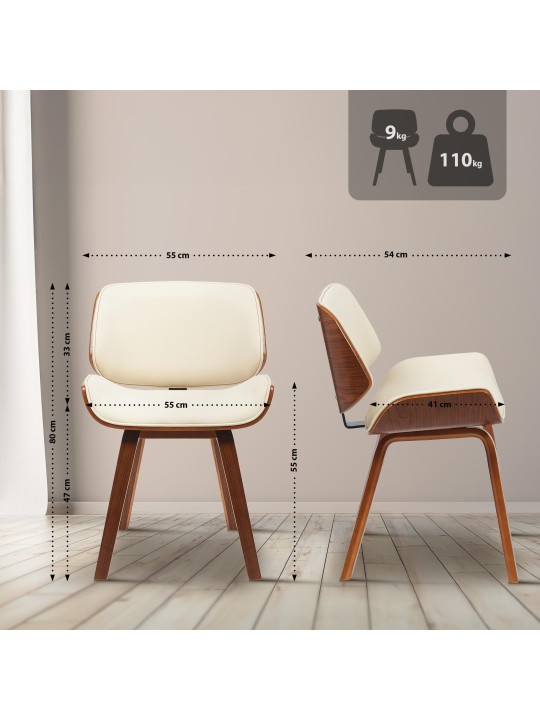 Scaun vizitator Beverley imitatie piele, nuc/crem