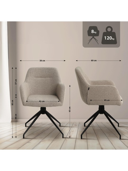 Scaun de sufragerie Merlinda stofa Teddy, taupe