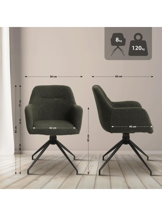 Scaun de sufragerie Merlinda stofa Teddy, verde închis