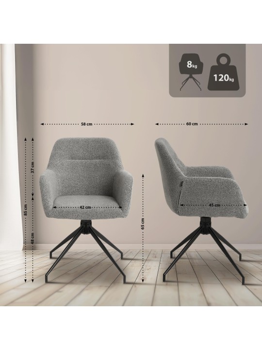 Scaun de sufragerie Merlinda stofa Teddy, gri