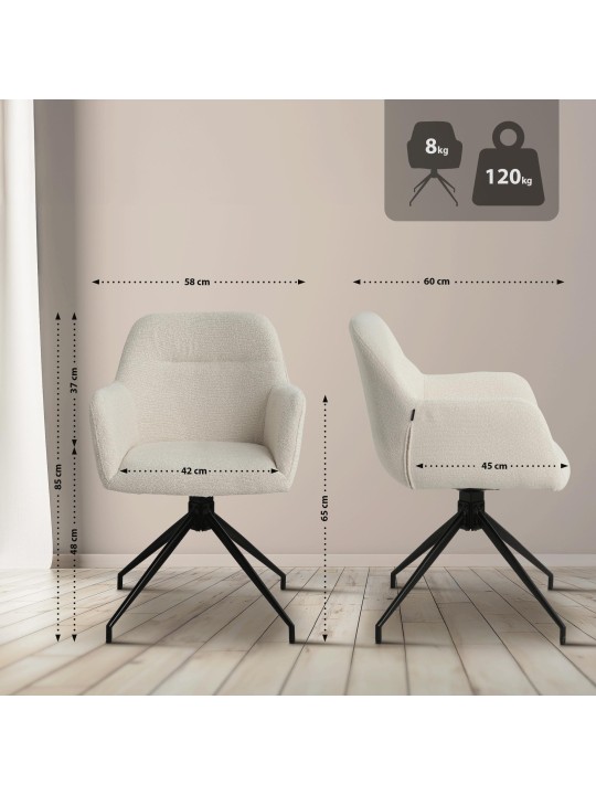 Scaun de sufragerie Merlinda stofa Teddy, crem