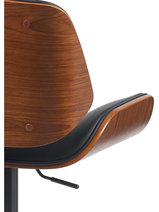 Scaun de bar Beverley B imitatie piele, nuc/negru