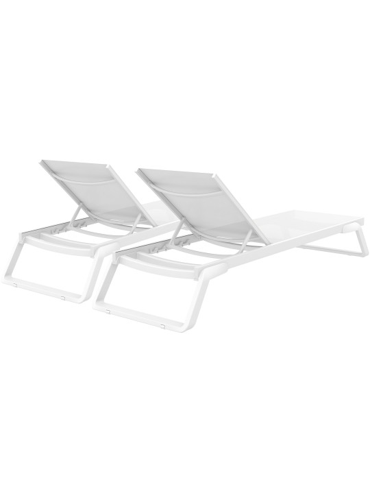 Set 2 sezlonguri Tropic, alb