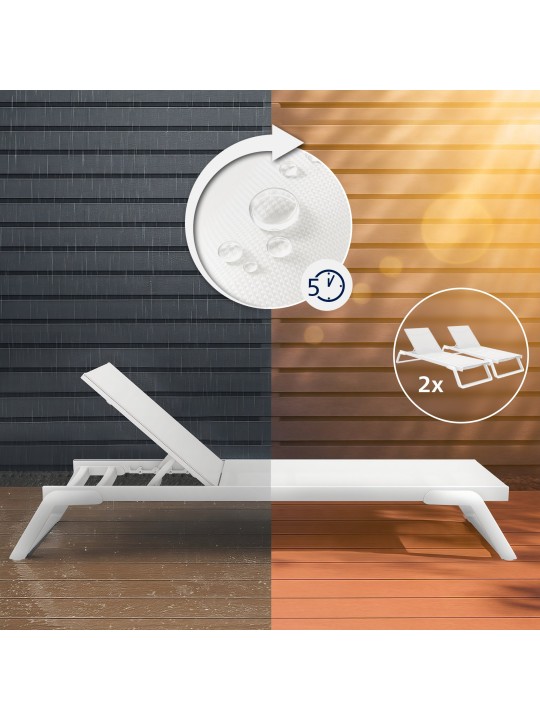 Set 2 sezlonguri Tropic, alb