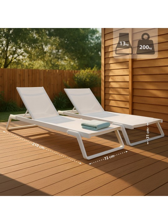 Set 2 sezlonguri Tropic, alb