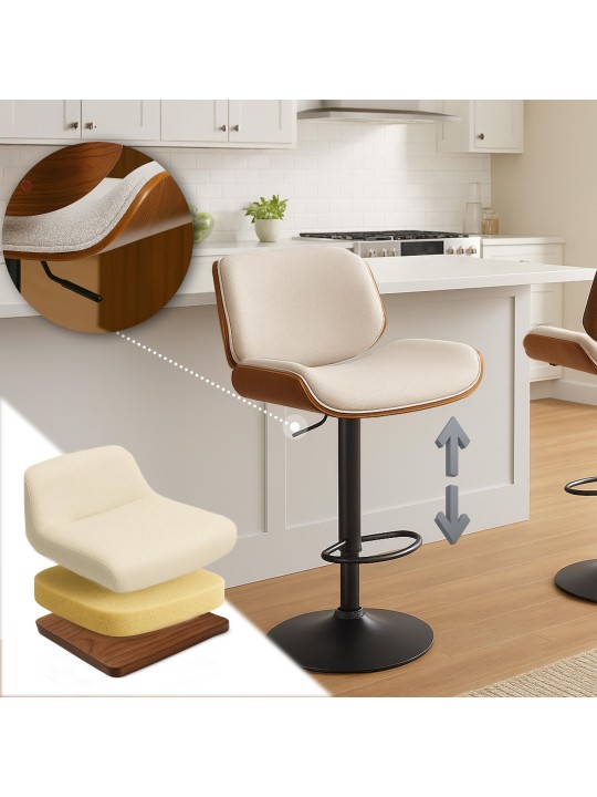 Scaun de bar Tesatura Beverley B, nuc/crem