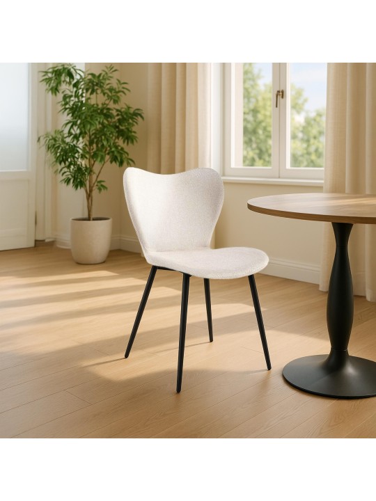 Scaun de sufragerie Maika stofa, crem