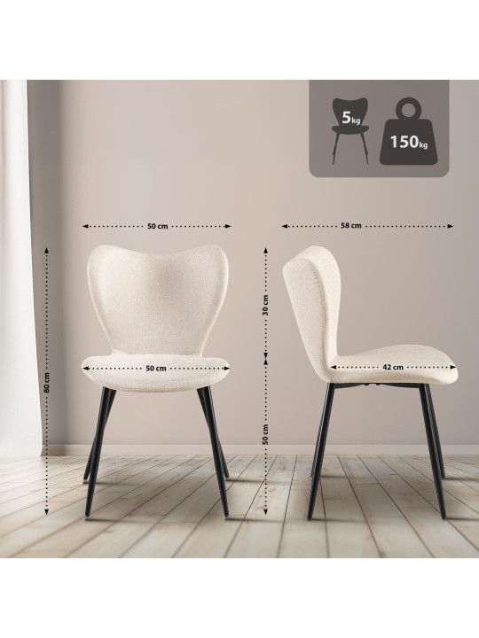 Scaun de sufragerie Maika stofa, crem