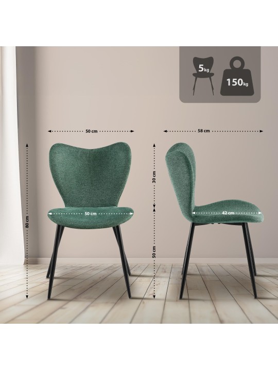 Scaun de sufragerie Maika stofa, verde