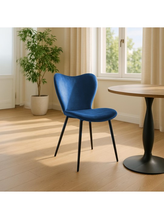 Scaun de sufragerie Maika catifea, albastru închis