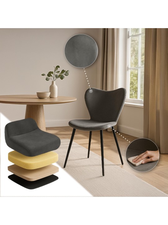 Scaun de sufragerie Maika catifea, antracit