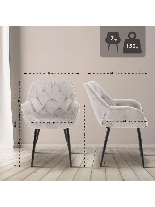 Scaun Tanna Velvet, gri