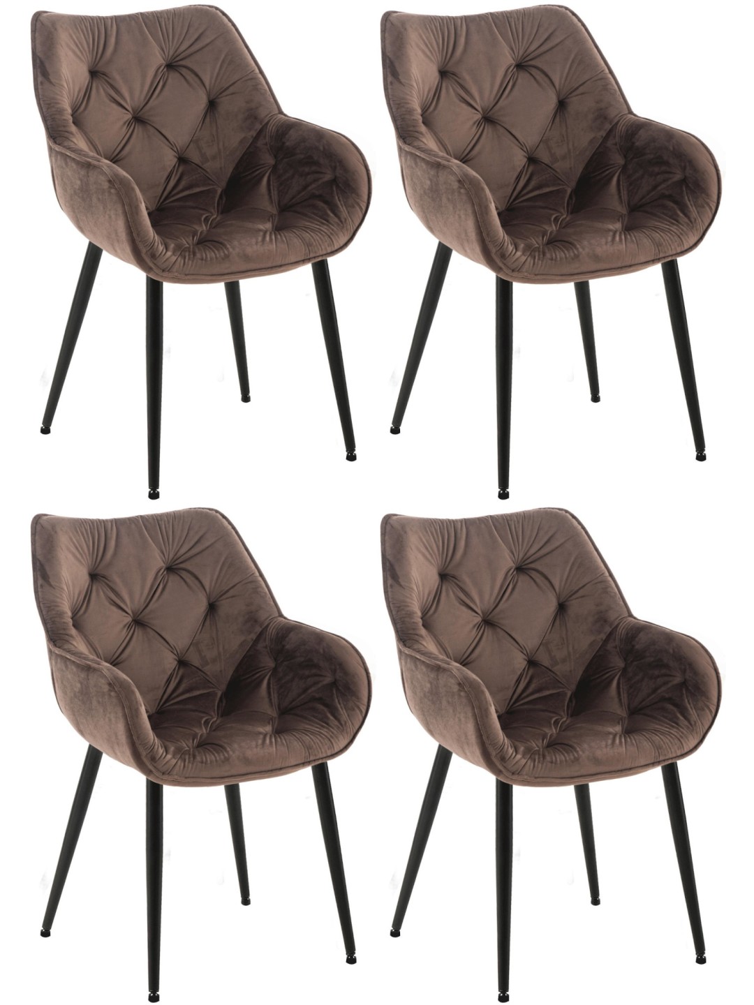 Set 4 scaune Tanna catifea, maro