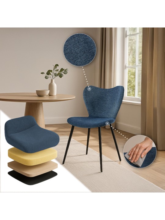 Scaun de sufragerie Maika stofa, albastru