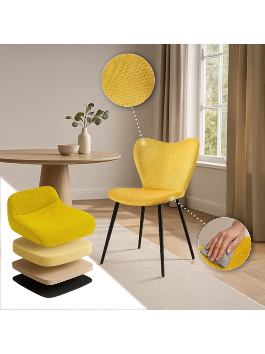 Scaun de sufragerie Maika stofa, galben Scaun de sufragerie Maika stofa, galben
