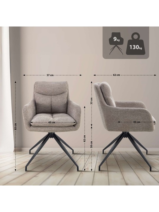 Set 2 scaune de sufragerie din stofa Somers, taupe Set 2 scaune de sufragerie din stofa Somers, taupe