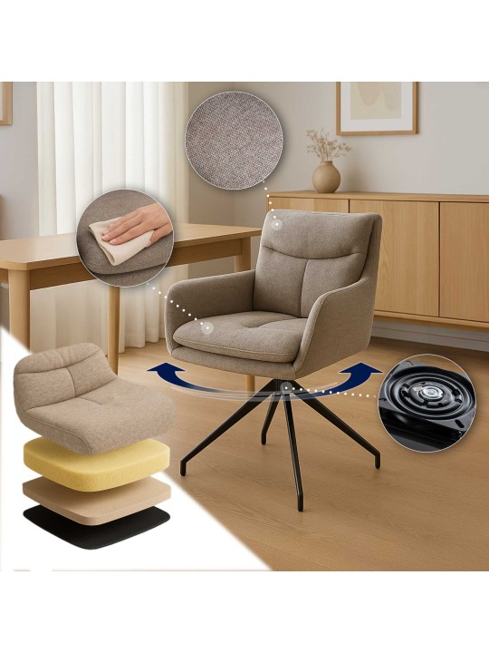 Set 2 scaune de sufragerie din stofa Somers, taupe Set 2 scaune de sufragerie din stofa Somers, taupe