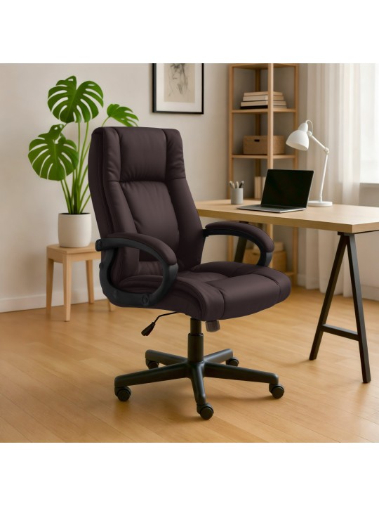 Scaun de birou XL Sparta imitatie piele, maro