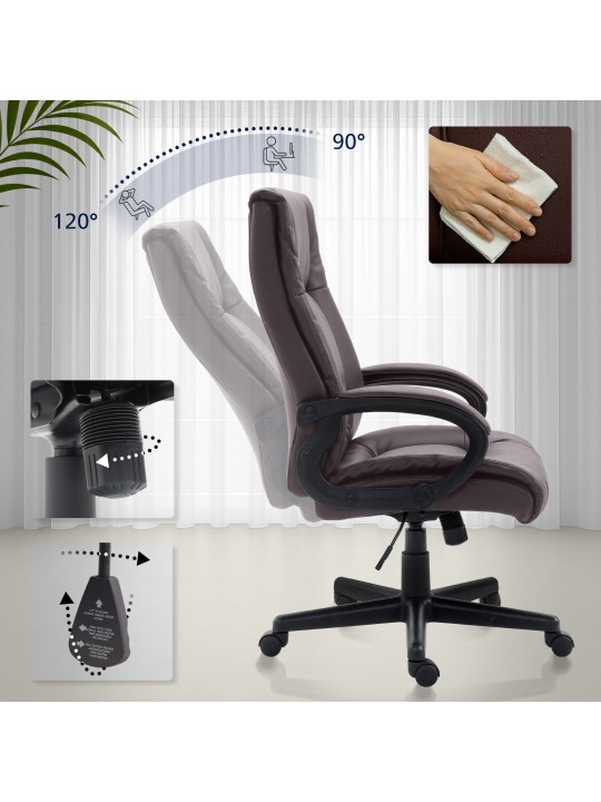 Scaun de birou XL Sparta imitatie piele, maro