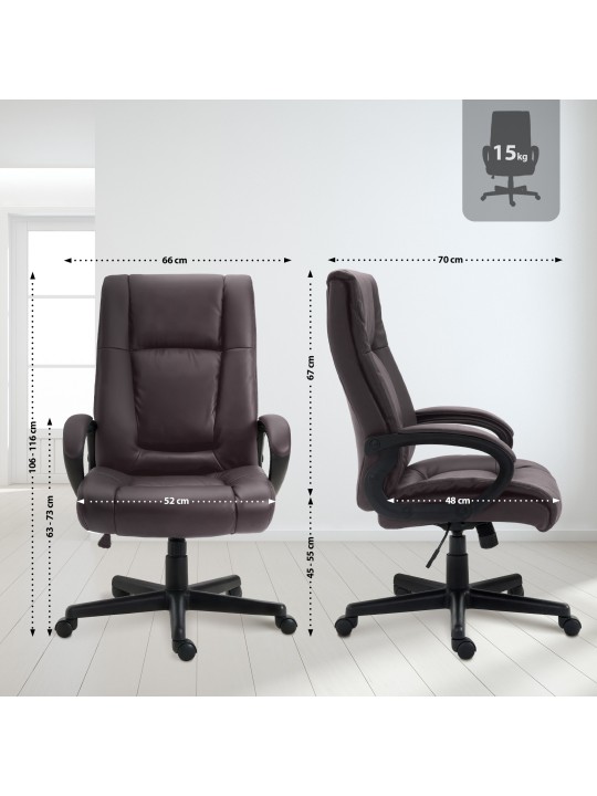 Scaun de birou XL Sparta imitatie piele, maro