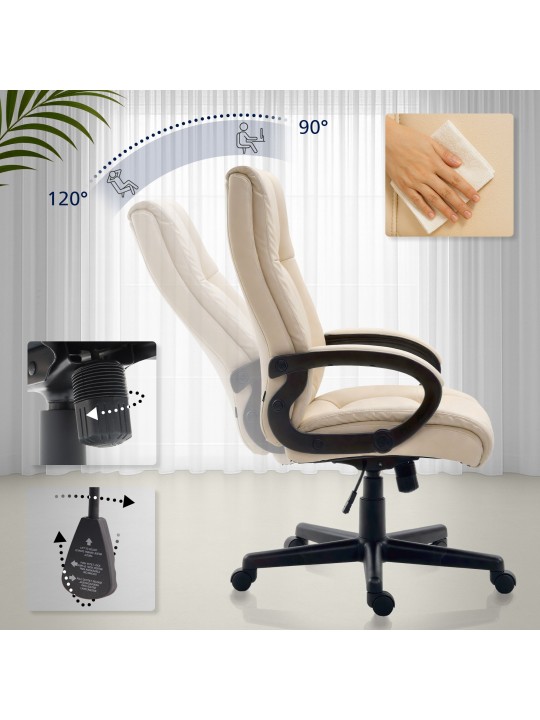 Scaun de birou XL Sparta imitatie piele, crem