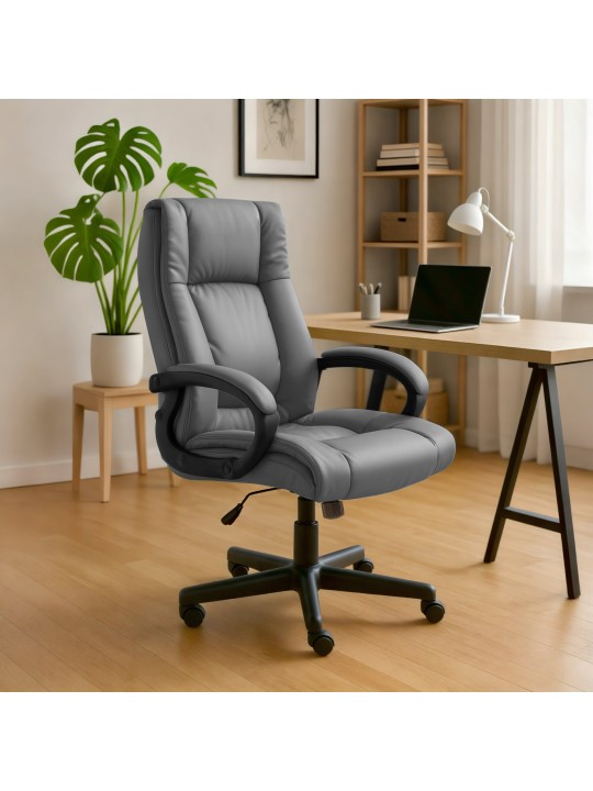 Scaun de birou XL Sparta imitatie piele, gri