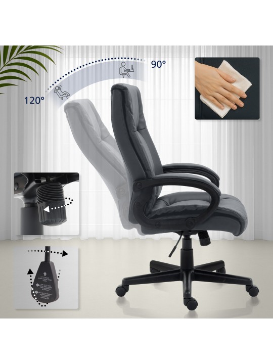 Scaun de birou XL Sparta imitatie piele, gri