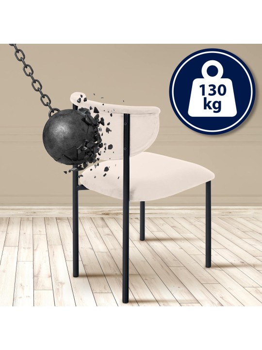 Set 2 scaune vizitator Gambell catifea, crem