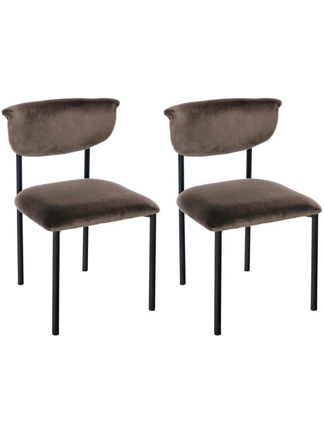 Set 2 scaune vizitator Gambell catifea, maro