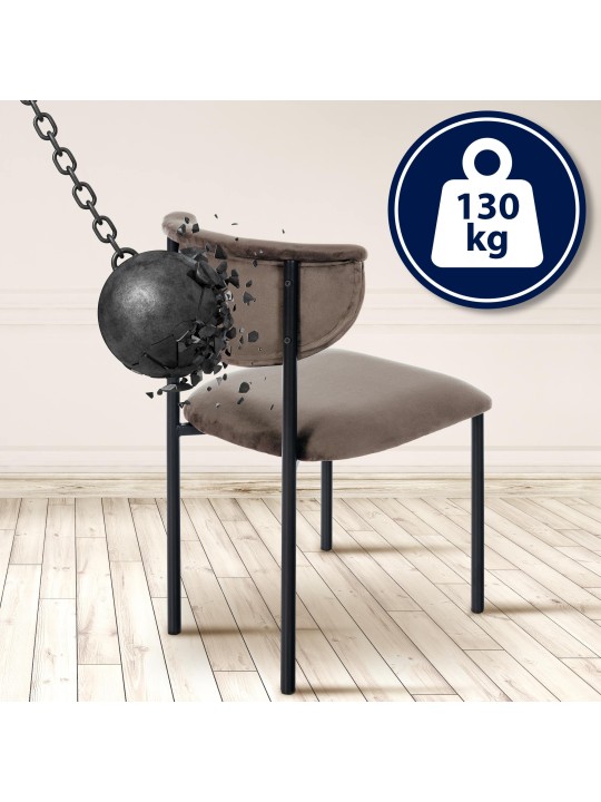 Set 2 scaune vizitator Gambell catifea, maro