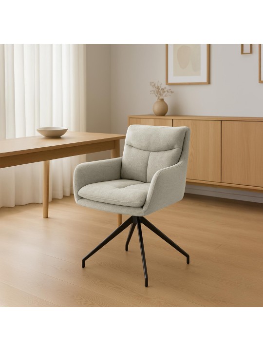 Scaun din țesătură Somers, crem