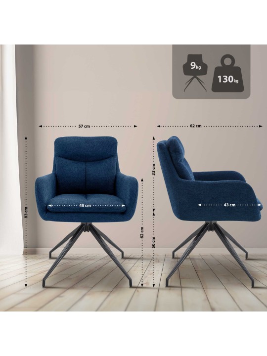 Set 2 scaune de sufragerie din stofa Somers, albastru Set 2 scaune de sufragerie din stofa Somers, albastru