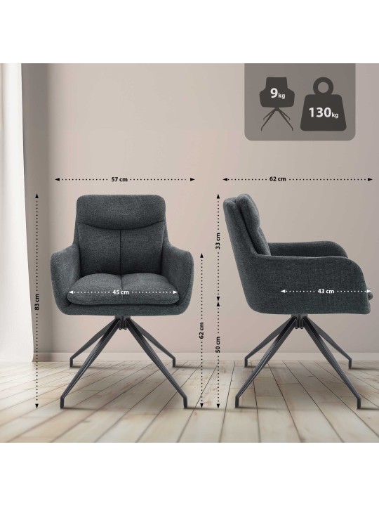 Set 2 scaune de sufragerie din stofa Somers, gri închis Set 2 scaune de sufragerie din stofa Somers, gri închis