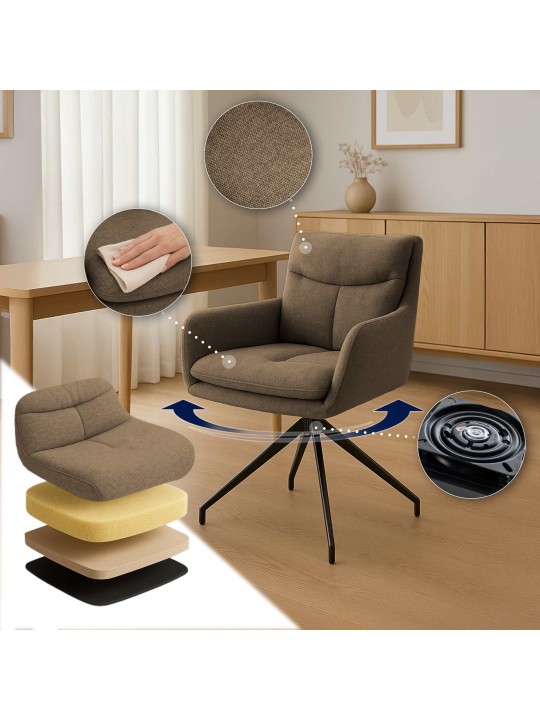 Set 2 scaune de sufragerie din stofa Somers, maro