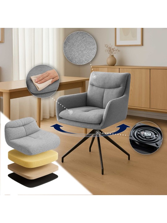 Set 2 scaune de sufragerie din stofa Somers, gri deschis Set 2 scaune de sufragerie din stofa Somers, gri deschis