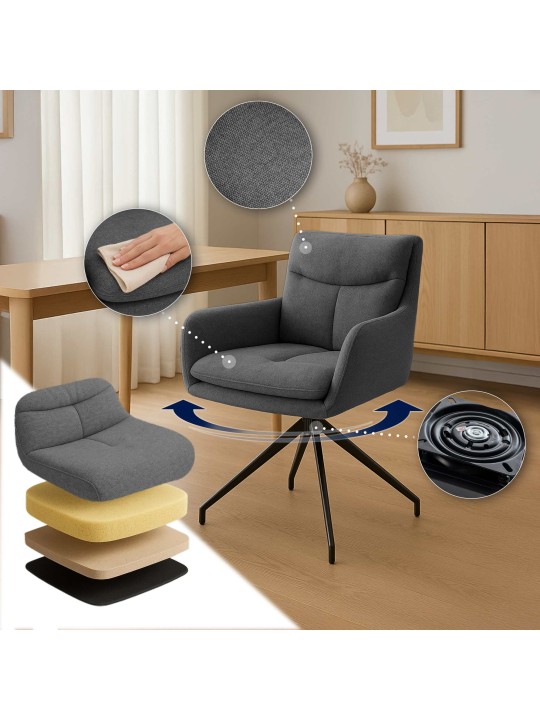 Set 2 scaune de sufragerie din stofa Somers, gri închis Set 2 scaune de sufragerie din stofa Somers, gri închis