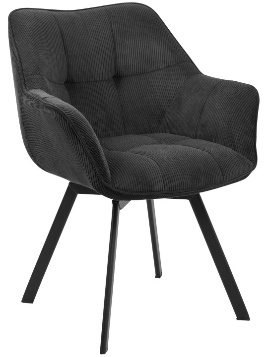 Scaun de sufragerie Jordi Cord, negru